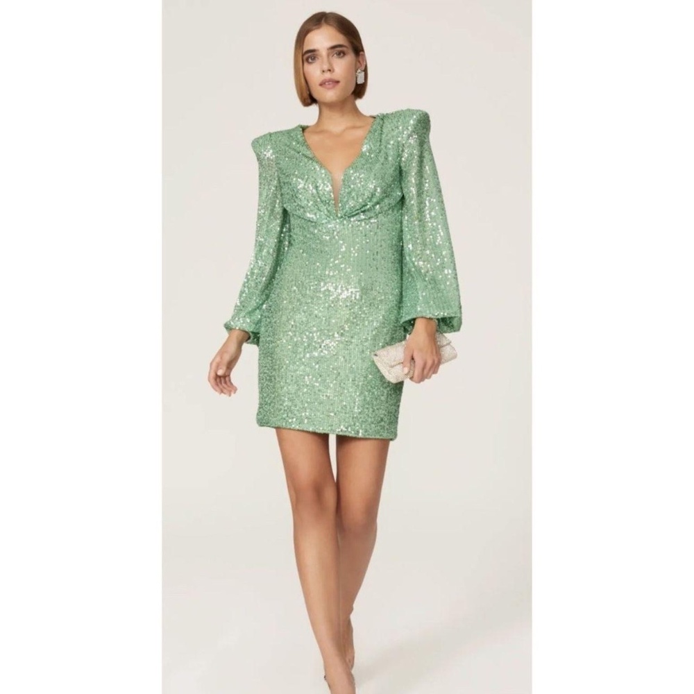 Sequin Mini Dress in Mint Green - Elegant Party Dress